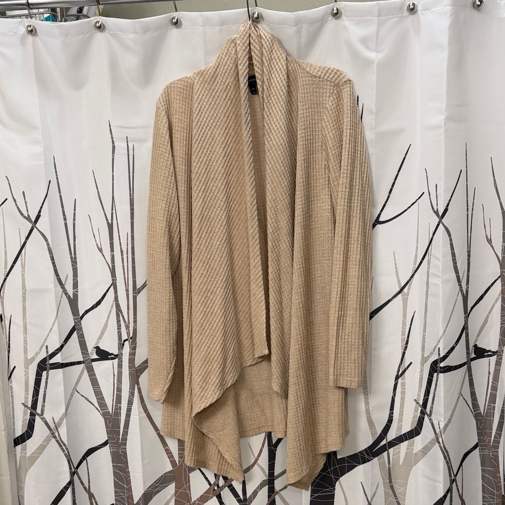 Lane Bryant Beige Open-Front Draped Cardigan